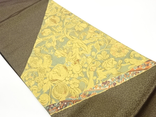 JAPANESE FUKURO OBI / WOVEN FLOWER ARABESQUE